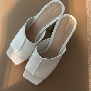 White mule platform sandals